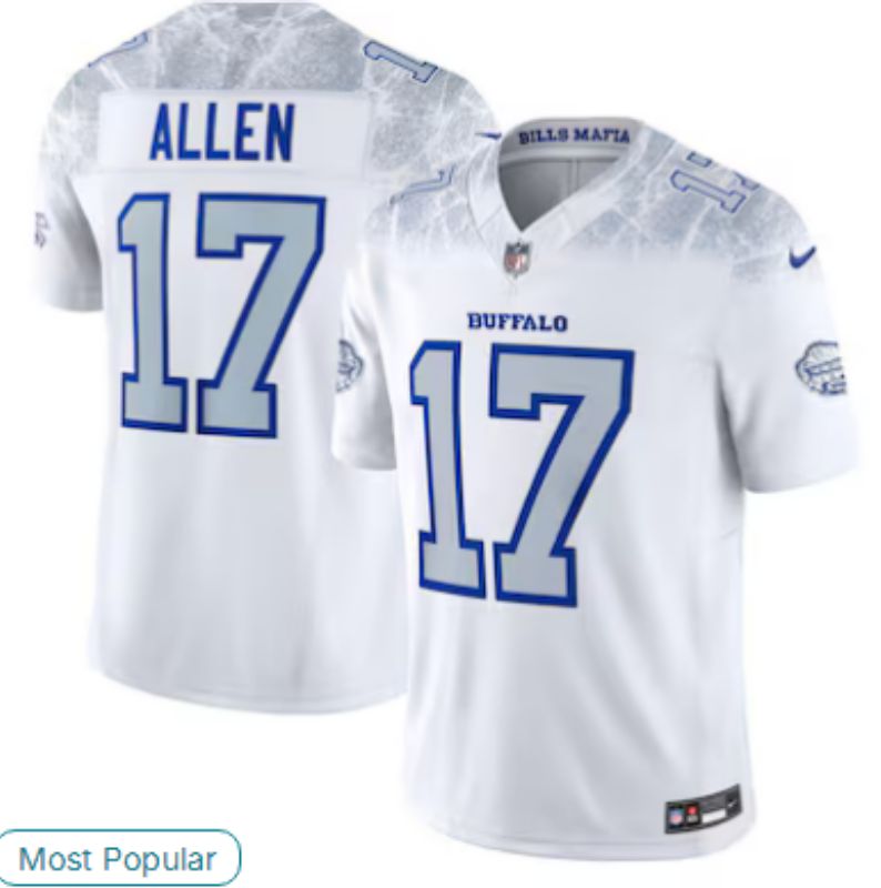Men Buffalo Bills 17 Josh Allen Nike White 2025 Rivalries Collection Limited NFL Jersey 01